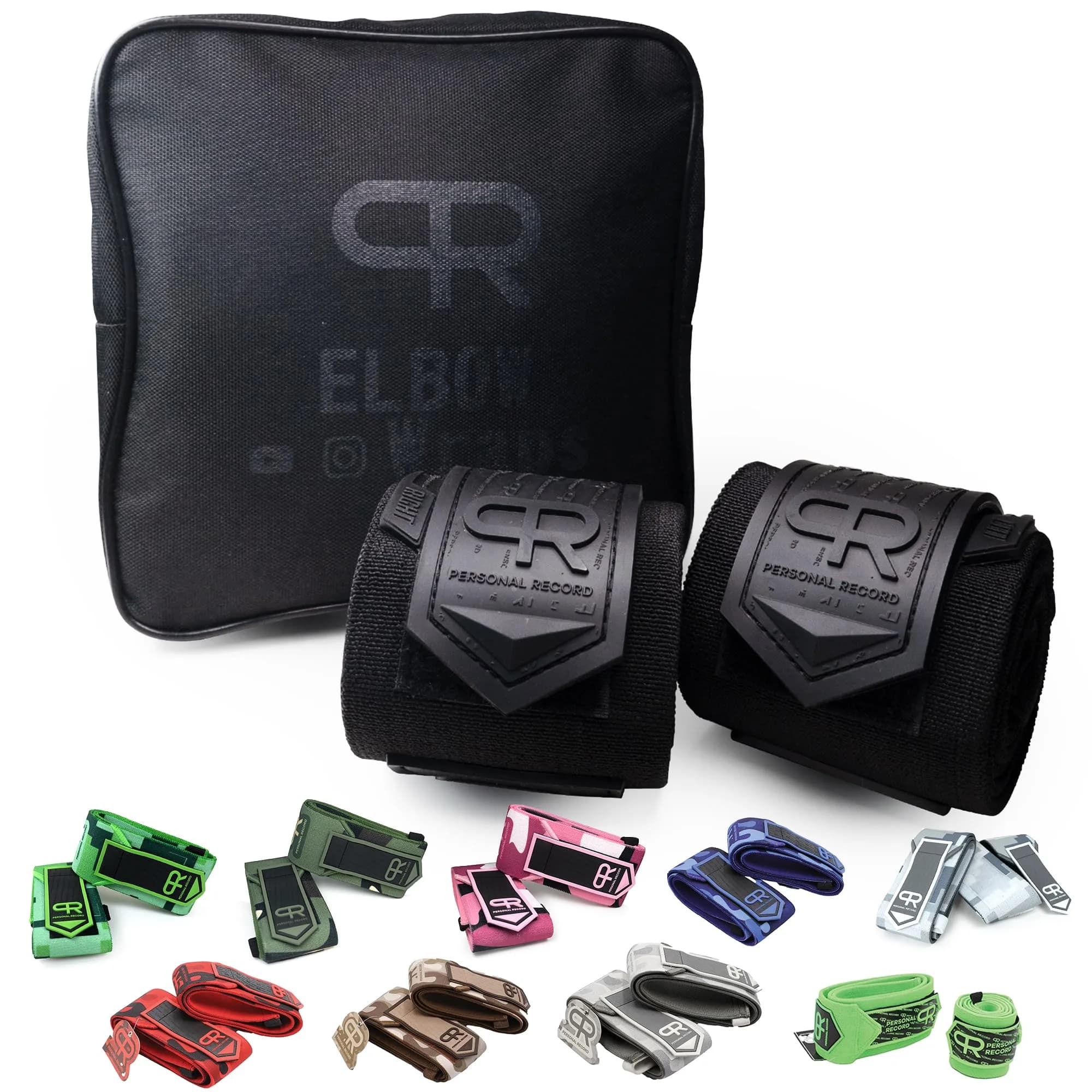 PR Personal Record Elbow Wraps for Weightlifting - 36 Inch Length, 3 Inch Width | Heavy Duty Construction & 25% More Elasticity - main product image