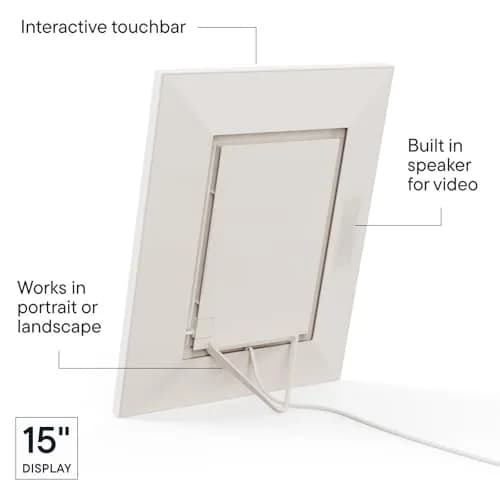 AURA Walden 15" WiFi Digital Picture Frame | Wirecutter's Top Gift | Send Photos from Phone | Aura App Setup | Free Unlimited Storage | White Clay thumbnail 5