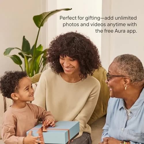 AURA Walden 15" WiFi Digital Picture Frame | Wirecutter's Top Gift | Send Photos from Phone | Aura App Setup | Free Unlimited Storage | White Clay thumbnail 7