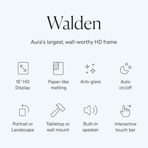 AURA Walden 15" WiFi Digital Picture Frame | Wirecutter's Top Gift | Send Photos from Phone | Aura App Setup | Free Unlimited Storage | White Clay thumbnail 2