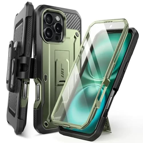 SUPCASE iPhone 16 Pro Max Case with Screen Protector & Stand | Drop Tested 20ft, Shockproof, Detachable Belt Clip, Full Body Protection thumbnail 1
