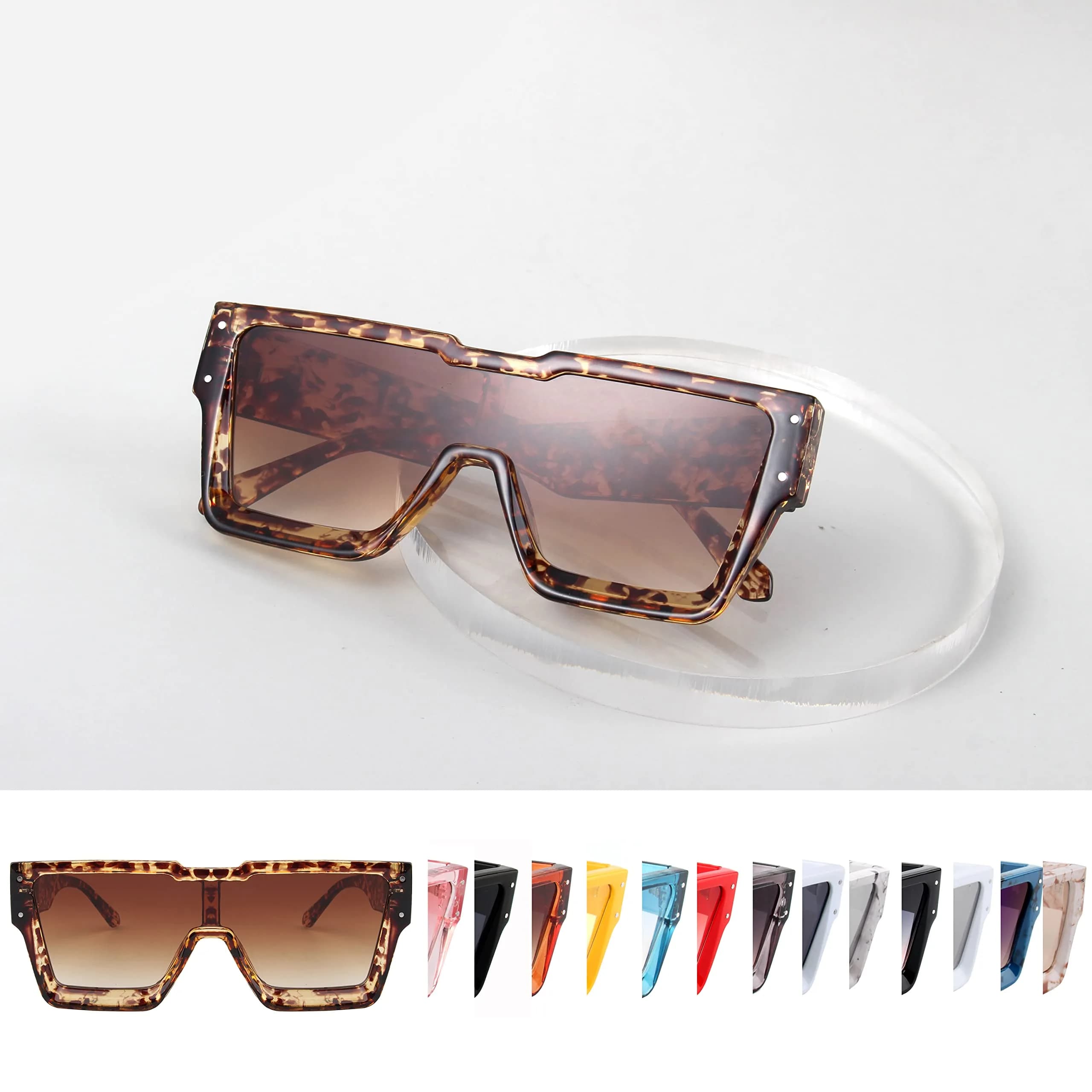 KENBO Oversized Square Tortoise Frame Sunglasses with Gradient Brown Polarized Lenses for Women & Men thumbnail 6