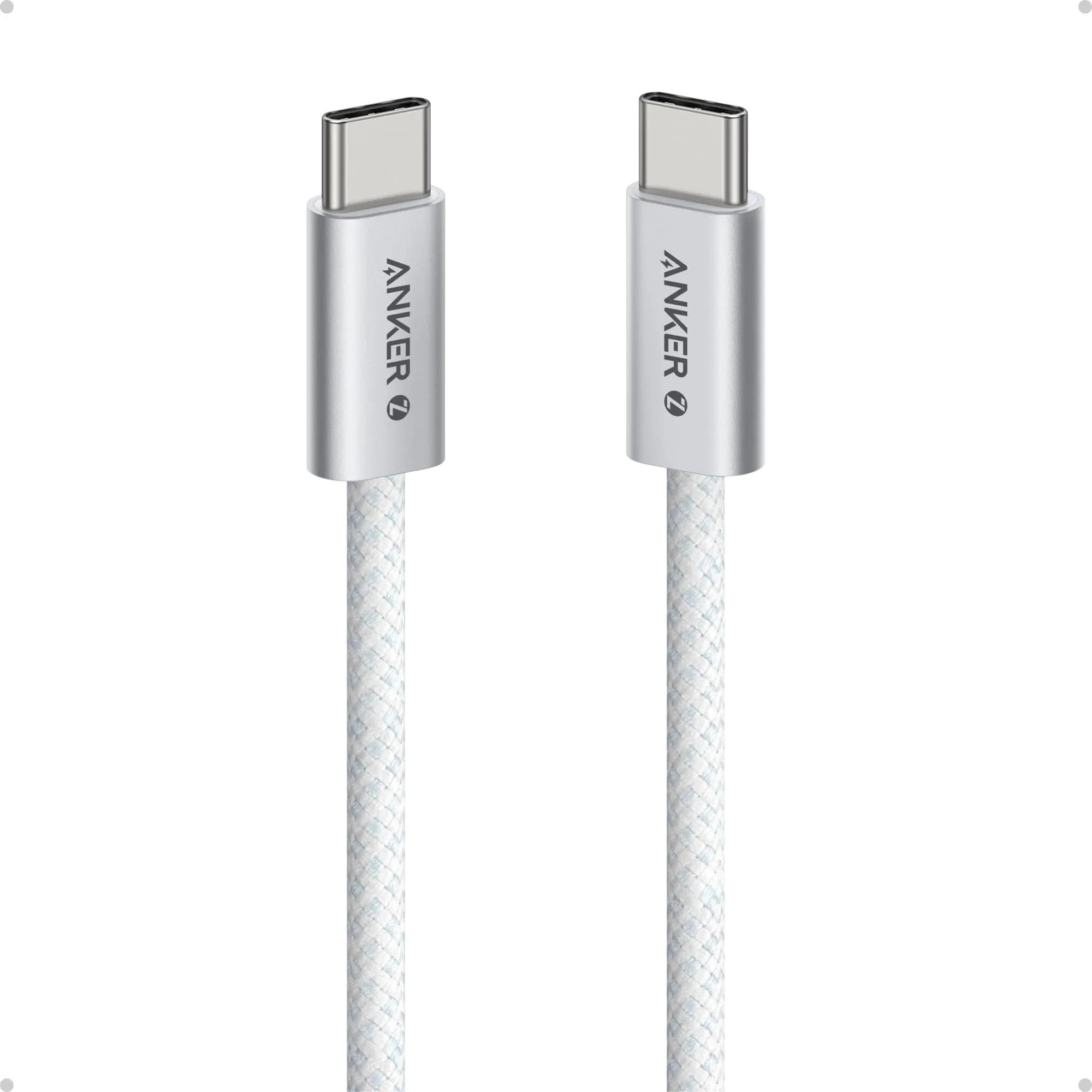 Anker Zolo USB-C to USB-C Cable 6 ft (1.83 m) | 240W PD 3.1 Fast Charging, 480 Mbps Data, Pink Braided — White