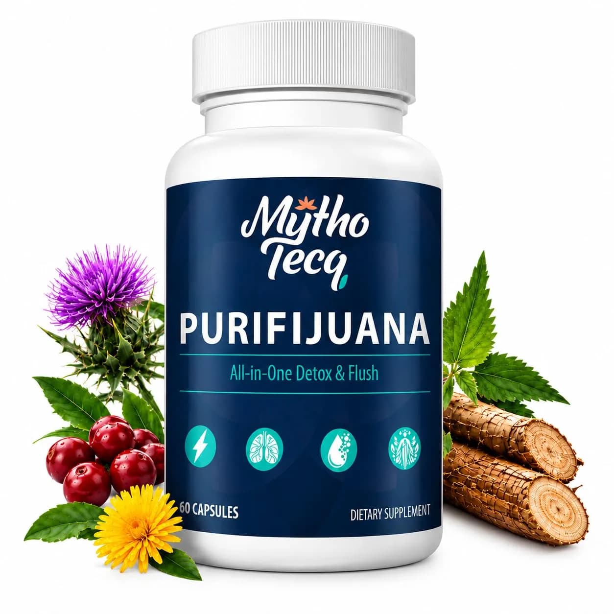 MythoTecq 90,000 MG Detox & Cleanse Capsules | Natural Herbal Liver & Kidney Support, 60 Caps - main product image