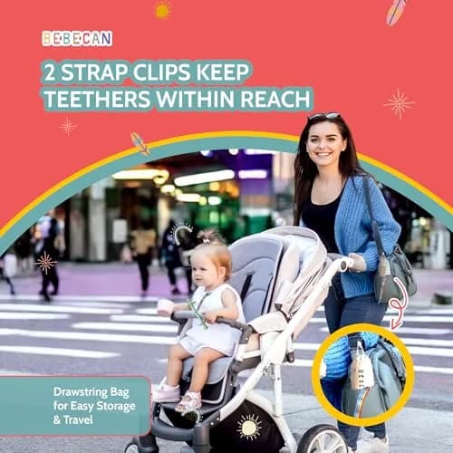 Bebecan Shielded Teething Tubes with Safety Shield, 5 Soft Tubes + 2 Clips + 2 Brushes + Bag | BPA-Free Silicone for 0-36 Months thumbnail 4