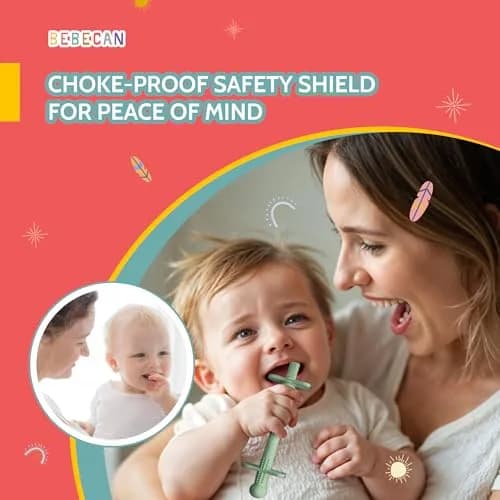 Bebecan Shielded Teething Tubes with Safety Shield, 5 Soft Tubes + 2 Clips + 2 Brushes + Bag | BPA-Free Silicone for 0-36 Months thumbnail 2
