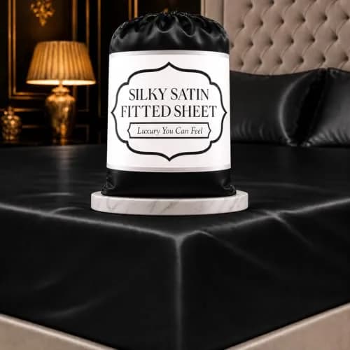 DECOLURE Satin Fitted Sheet King Size | Silky, Soft & Durable Bed Cover thumbnail 1