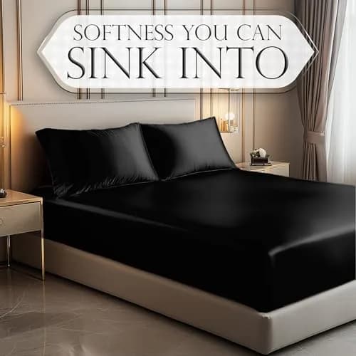 DECOLURE Satin Fitted Sheet King Size | Silky, Soft & Durable Bed Cover thumbnail 4