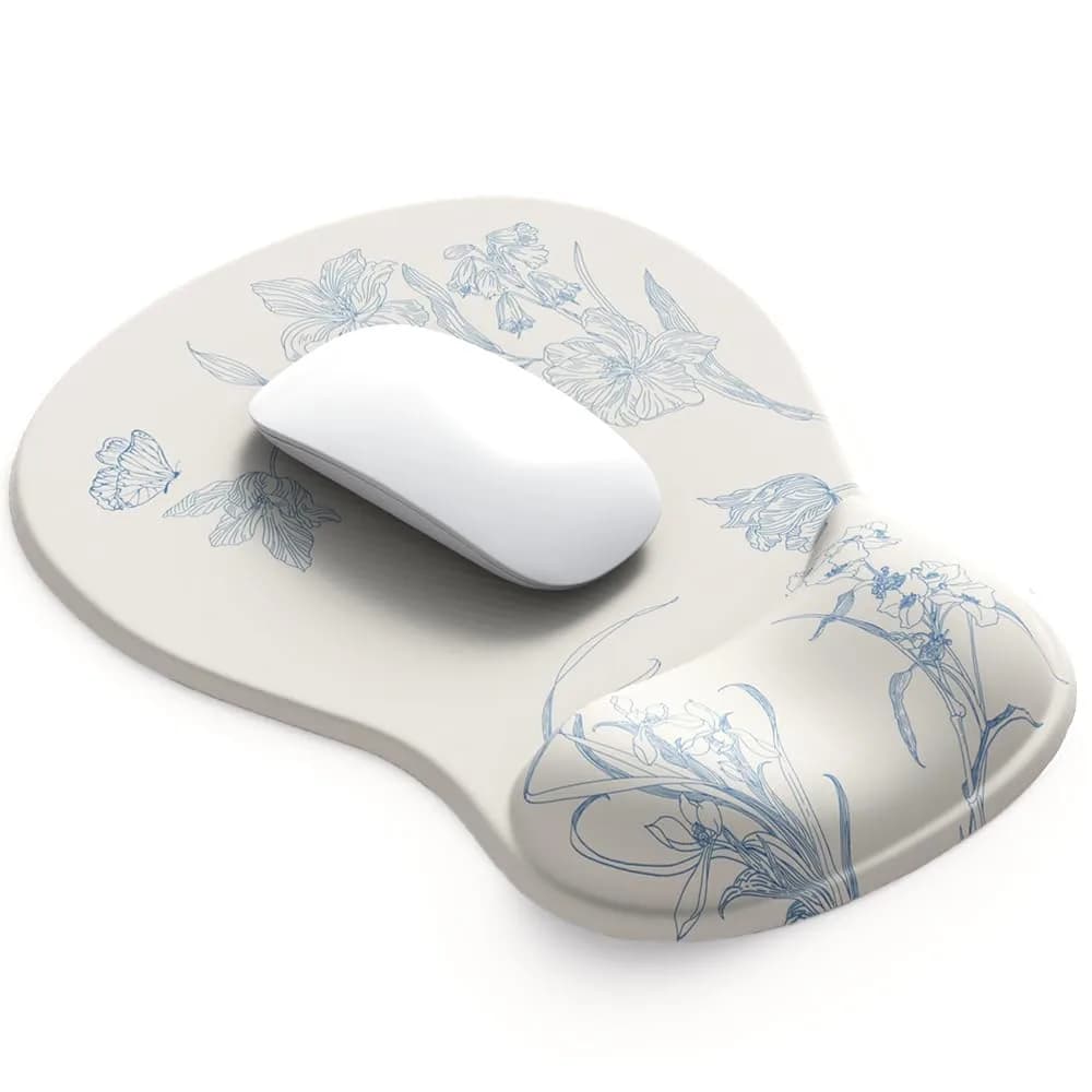 DEMON CHEST ErgoComfort Gel Wrist Rest Mouse Pad 25.9cm (10.2L x 7.9W inches) | Floral Pattern with Ergonomic Support