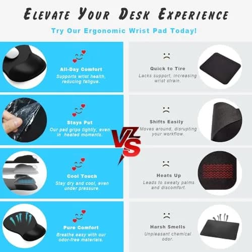 DEMON CHEST ErgoComfort Gel Wrist Rest Mouse Pad 25.9cm (10.2L x 7.9W inches) | Floral Pattern with Ergonomic Support thumbnail 6
