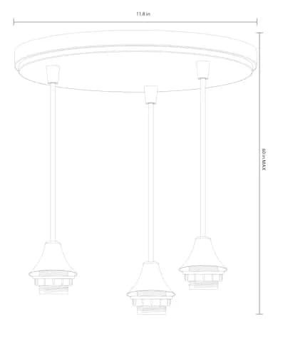 Litex Industries 3-Light Mini Ceiling Pendant in French Bronze | Adjustable Cord, Glass Ring thumbnail 2