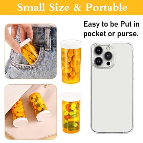 ElevateTech Small Pill Bottles with Caps 13 Dram | Portable, Safe & Odorless Travel Organizers thumbnail 4