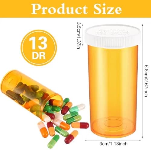 ElevateTech Small Pill Bottles with Caps 13 Dram | Portable, Safe & Odorless Travel Organizers thumbnail 2