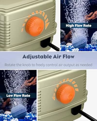 Pawfly Aquarium Air Pump 254 GPH Dual Outlets | Adjustable Quiet Oxygen Pump for Tanks up to 300 Gallons thumbnail 2