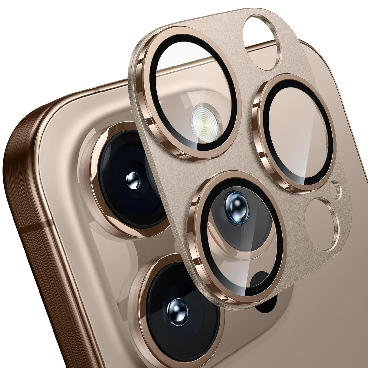 WSKEN Matte Camera Lens Protector for iPhone 16 Pro/Pro Max Desert Titanium | Military Grade Shatterproof