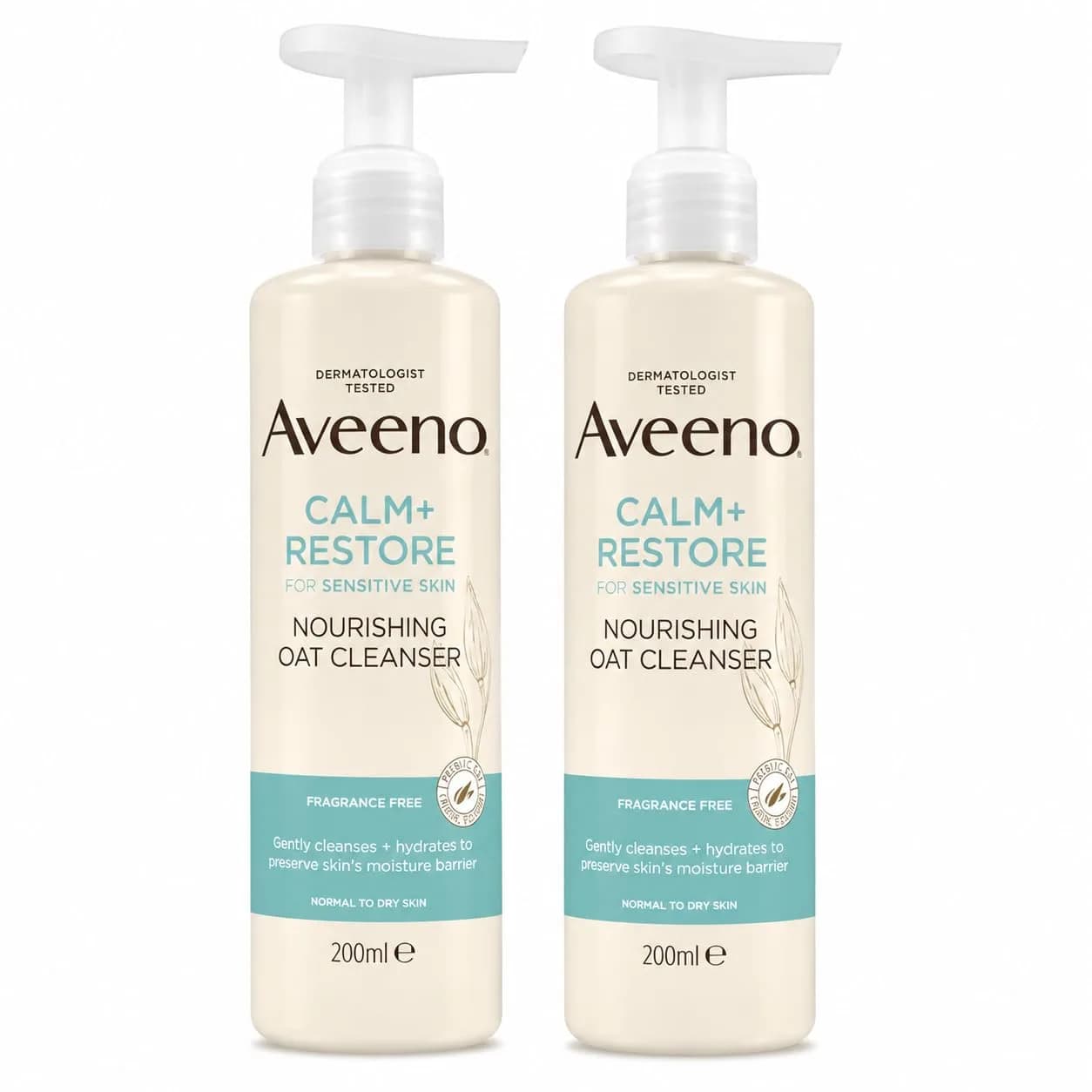 Aveeno Calm + Restore Nourishing Oat Cleanser 7.8oz (15.6 fl oz) | Gentle Hydration for Sensitive Skin - main product image