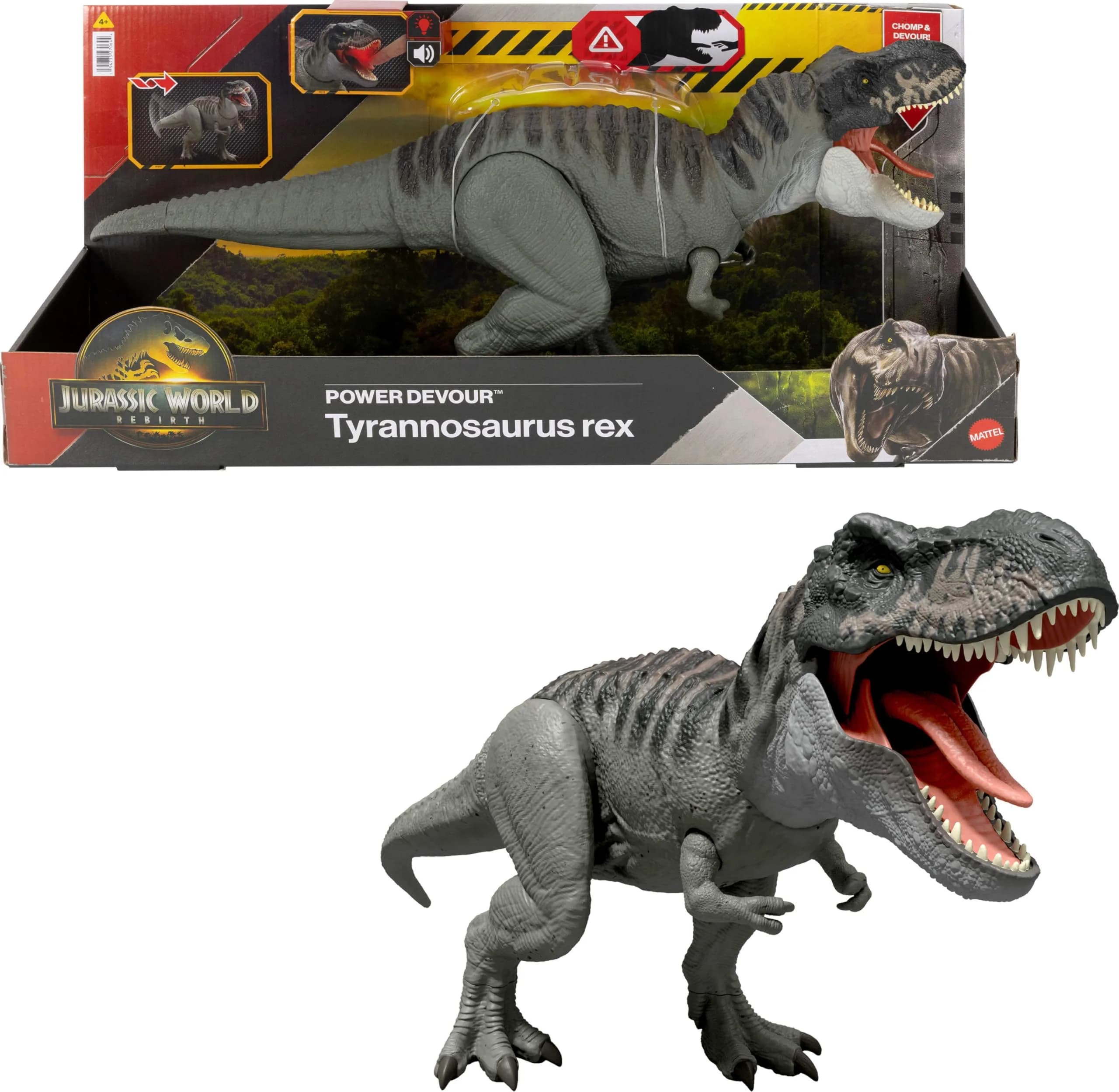 Mattel Jurassic World Rebirth Power Devour Tyrannosaurus Rex Figure | 21-inch Dino with Lights & Sounds