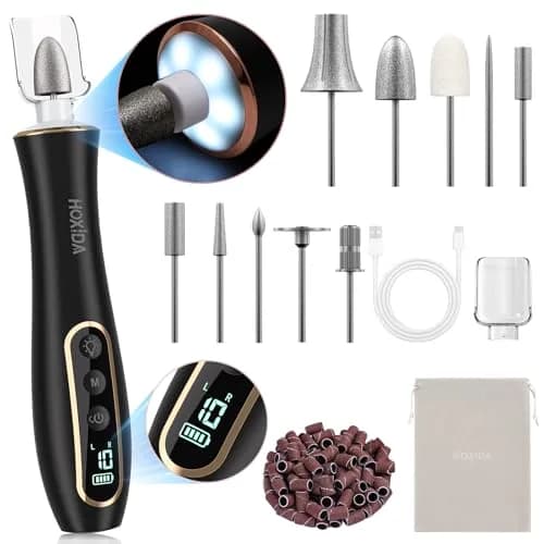 Hoxida Black Electric Nail Drill Set | 20,000 RPM Cordless Manicure Pedicure Tool with 360° LED Light thumbnail 1