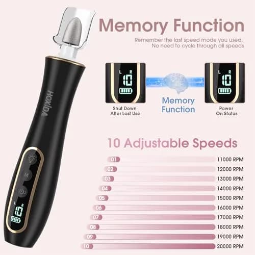 Hoxida Black Electric Nail Drill Set | 20,000 RPM Cordless Manicure Pedicure Tool with 360° LED Light thumbnail 5