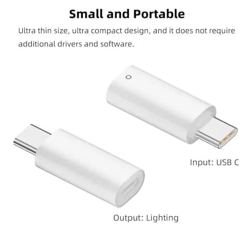 AreMe USB C to Pencil Adapter for Apple Pencil 1st Gen | White Charging Dongle for iPad 10th/11th thumbnail 6
