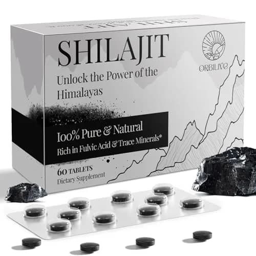 ORILIVE Shilajit Tablets 1000 MG | Himalayan Organic, Rich in Fulvic Acid & Trace Minerals, 60 Count thumbnail 1