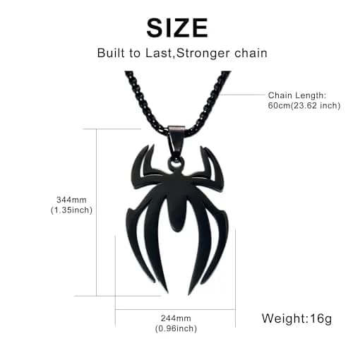 RZCXBS Spider Necklace for Men and Women Black Pendant Chain Jewelry | Futuristic Design thumbnail 6