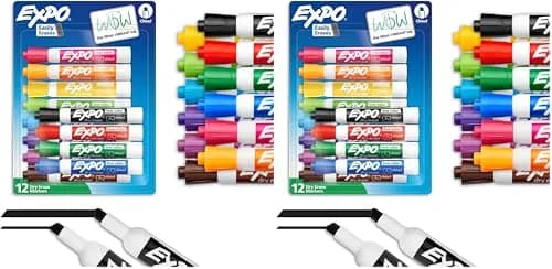 EXPO Low Odor Dry Erase Markers, Assorted Colors, Chisel Tip, 24 Count | Vibrant Ink for Whiteboards & Non-Porous Surfaces thumbnail 1