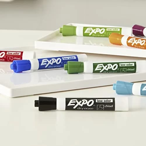EXPO Low Odor Dry Erase Markers, Assorted Colors, Chisel Tip, 24 Count | Vibrant Ink for Whiteboards & Non-Porous Surfaces thumbnail 6