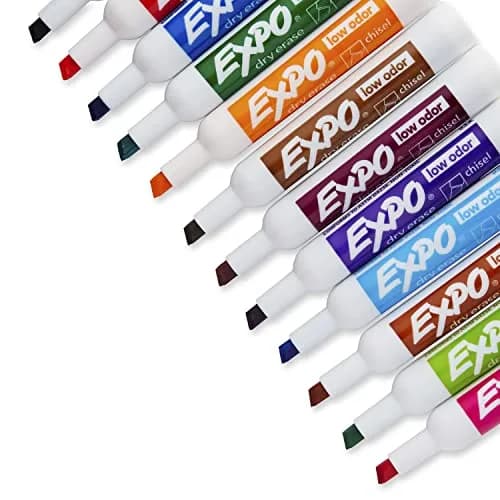 EXPO Low Odor Dry Erase Markers, Assorted Colors, Chisel Tip, 24 Count | Vibrant Ink for Whiteboards & Non-Porous Surfaces thumbnail 2