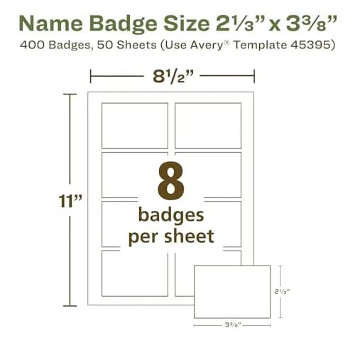 Avery EcoFriendly Recycled Name Tags 2-1/3" x 3-3/8" White 400 Labels (Pack of 2) | Printable & Removable Adhesive thumbnail 5