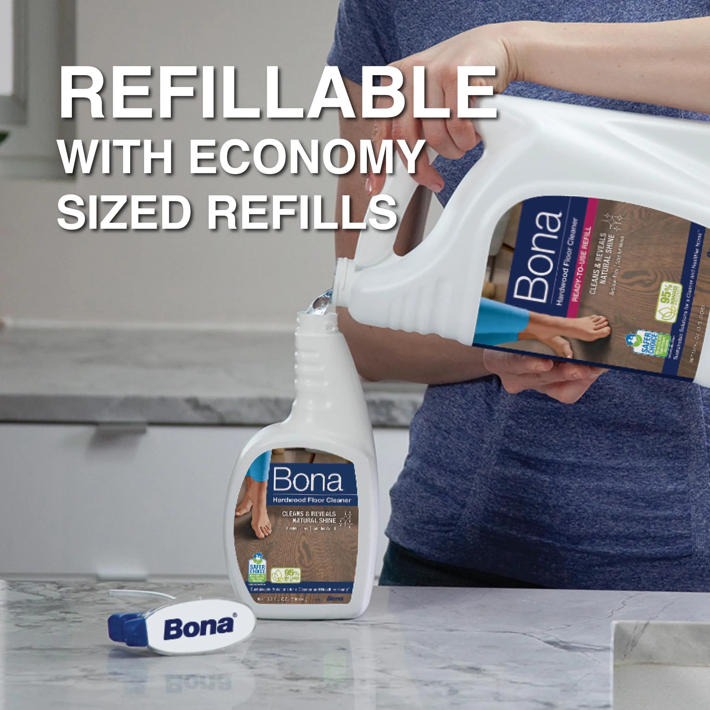 Bona Hardwood Floor Cleaner Spray (2x32 fl oz) | Residue-Free Wood Floor Solution thumbnail 4