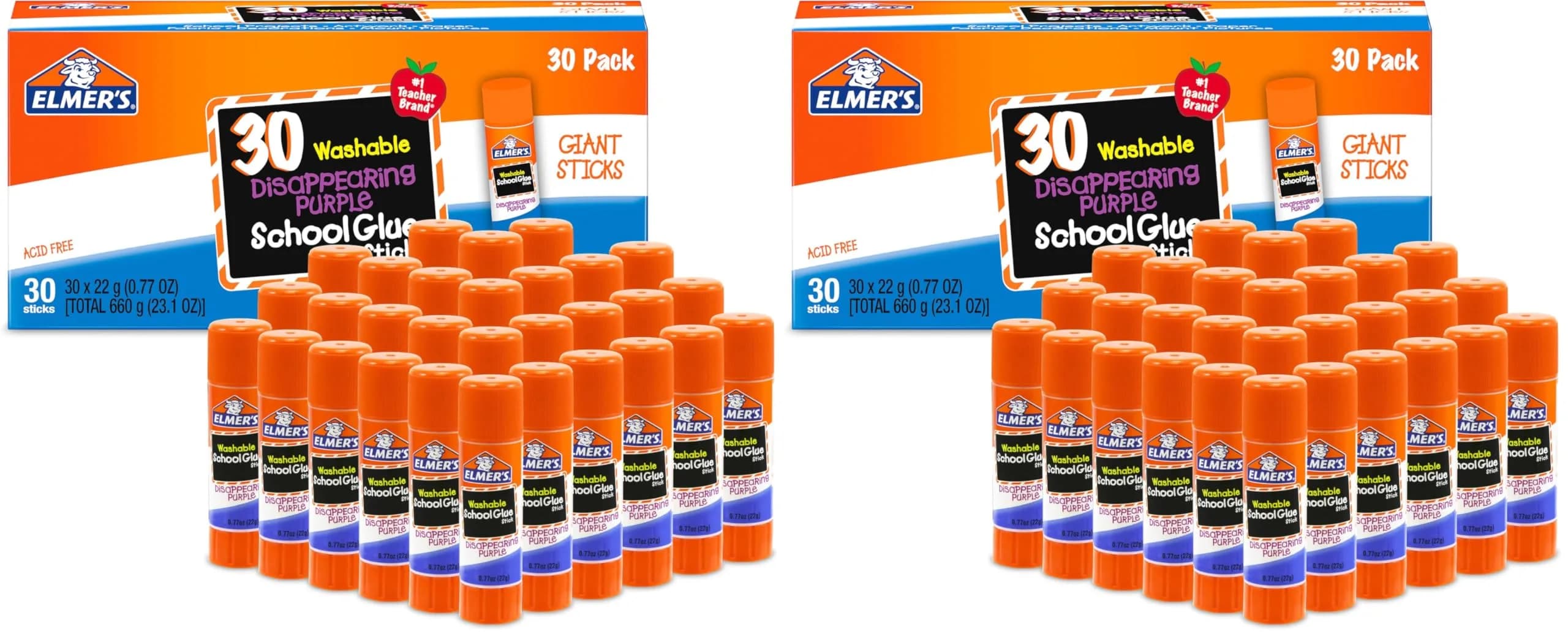 Elmer's Disappearing Purple School Glue Sticks, Washable, 60 Count (2 x 30 Sticks) | #1 Teacher Brand - main product image