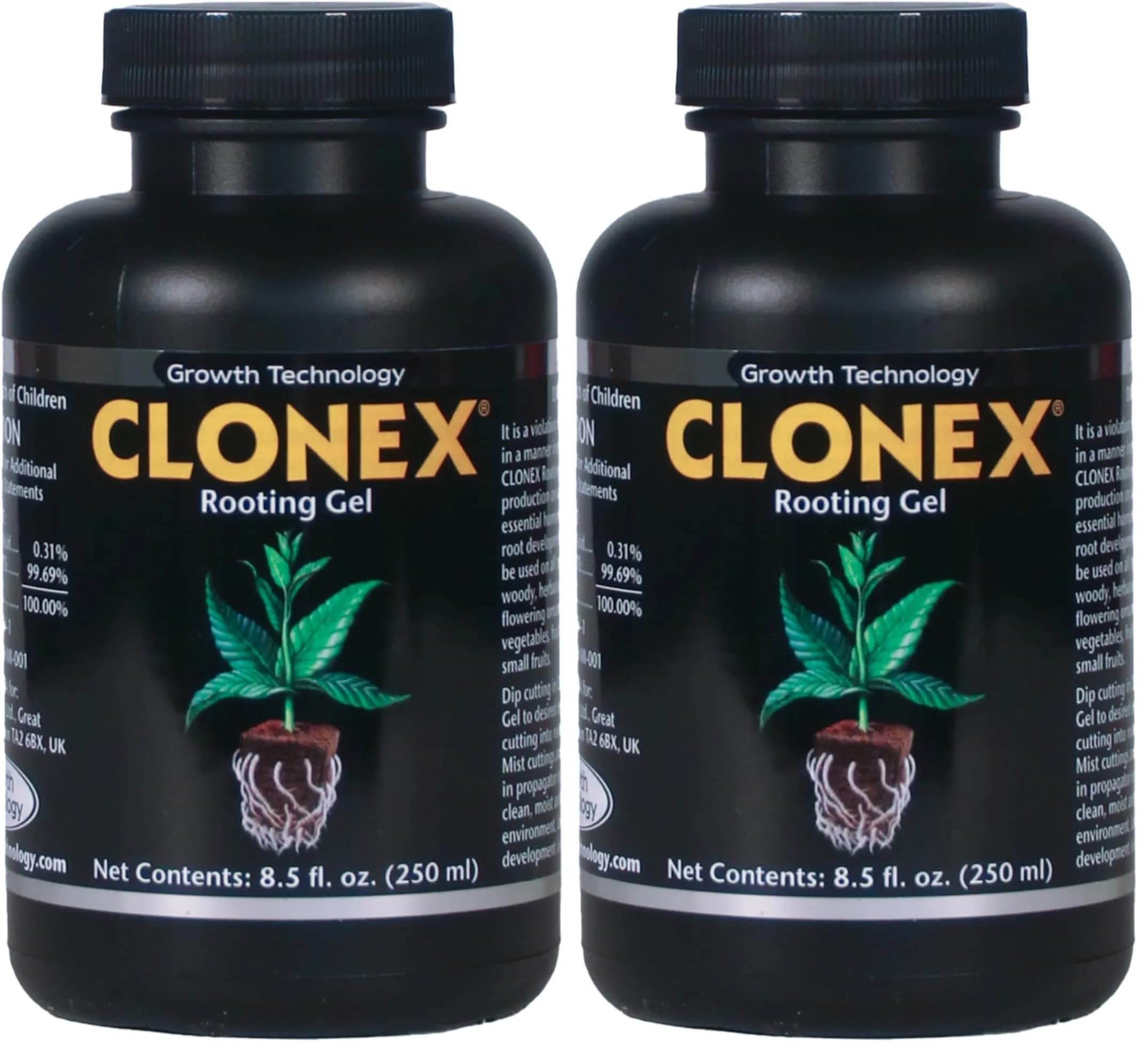 Clonex Rooting Gel 250ml (0.811 Fl Oz) Pack of 2 | High-Performance Hydrodynamics for Plant Cuttings — Original Version