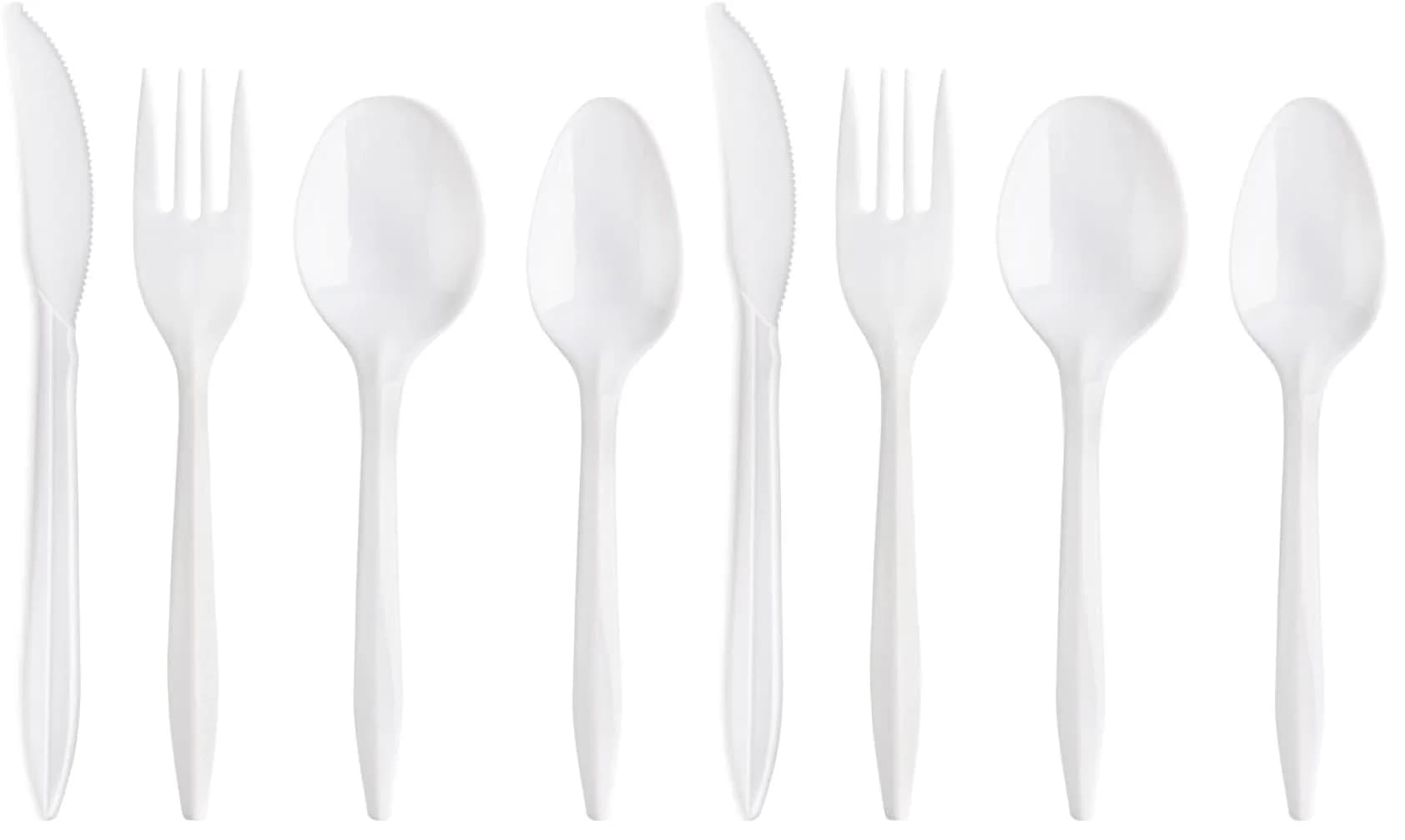 Blue Sky Premium Disposable White Plastic Soup Spoons | 50 Count Pack of 2, Eco-friendly & Stylish (100 spoons) - main product image