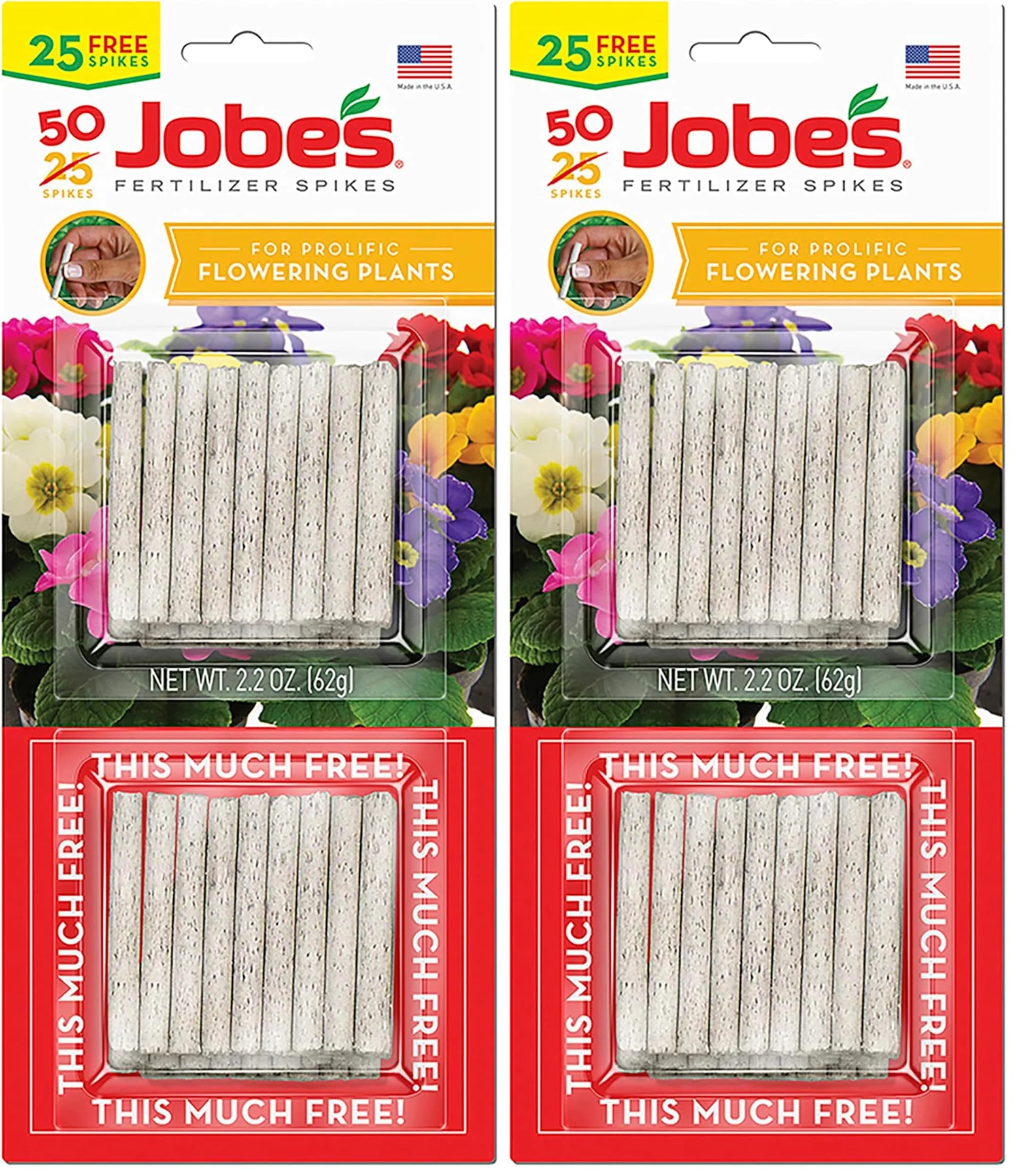 Jobe's Organics Fertilizer Spikes for Indoor Houseplants, 50 Count | 13-4-5 NPK for Blooms & Foliage — 100 Spikes