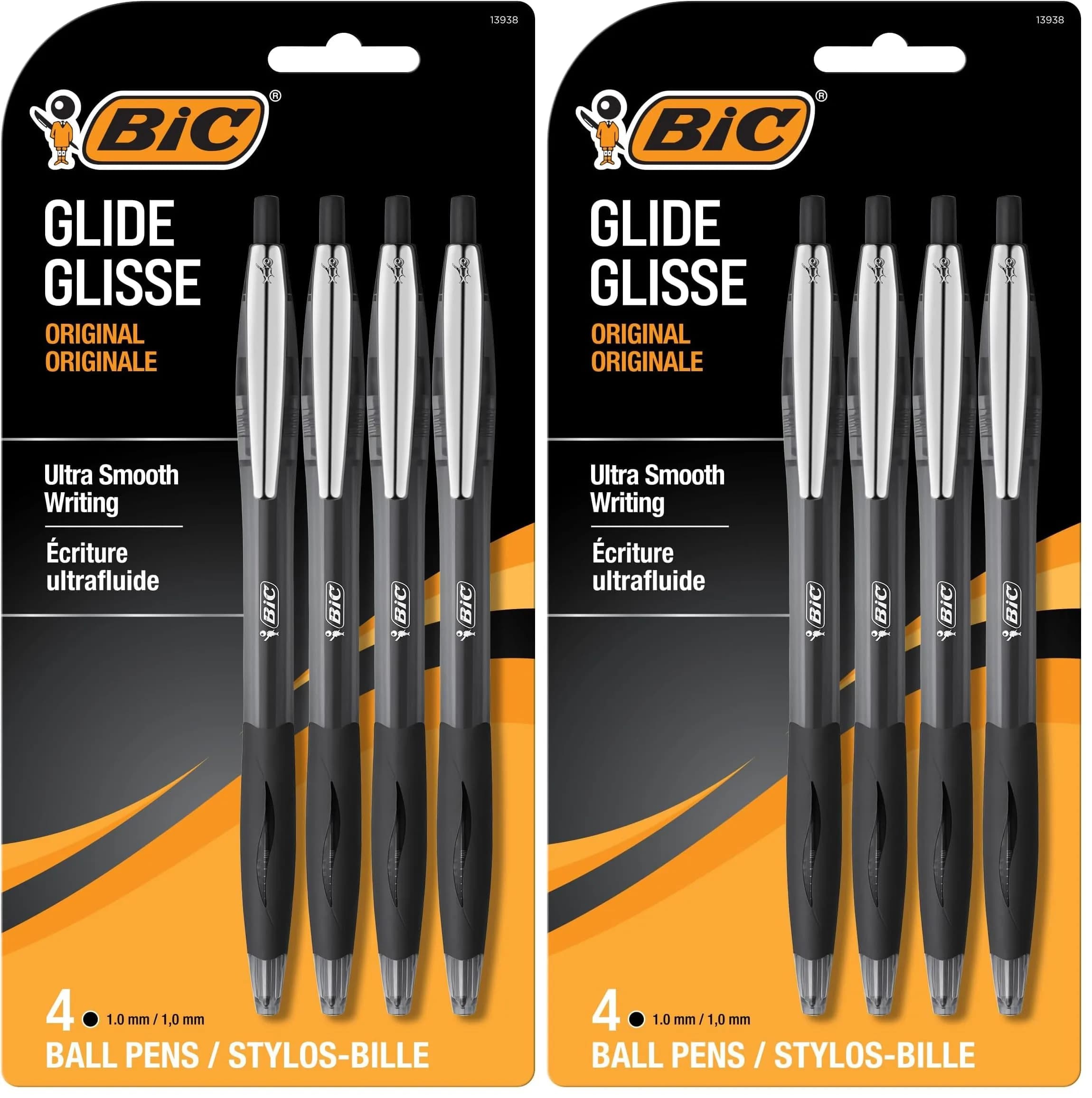 BIC Glide Retractable Ballpoint Pens, Medium Point 1.0mm, 8-Count Pack | Ultra Smooth Writing for Students & Office - main product image