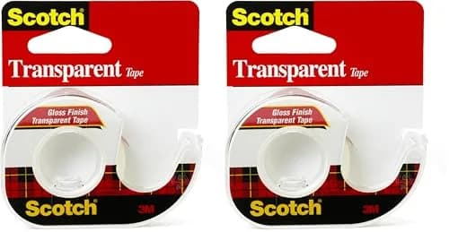 Scotch Transparent Tape 0.5 inch x 450 inch (Pack of 2) | Classic Glossy Finish with 3M Adhesive Technology thumbnail 1