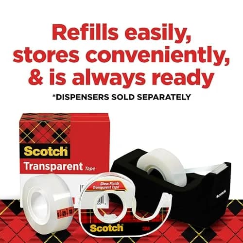Scotch Transparent Tape 0.5 inch x 450 inch (Pack of 2) | Classic Glossy Finish with 3M Adhesive Technology thumbnail 5