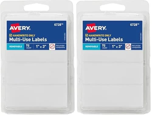 Avery Multi-Use Removable Labels 1" x 3" White 144 Labels (Pack of 2) | Stick Firmly, Peel Cleanly thumbnail 1