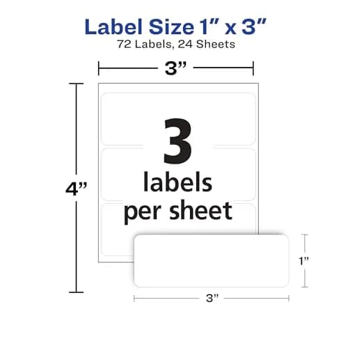 Avery Multi-Use Removable Labels 1" x 3" White 144 Labels (Pack of 2) | Stick Firmly, Peel Cleanly thumbnail 4