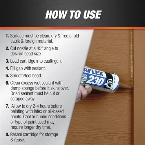DAP Dynaflex 230 Premium Elastomeric Sealant, Brown, 10.1 Oz (2 Pack) | Crackproof, Waterproof, Paintable thumbnail 3
