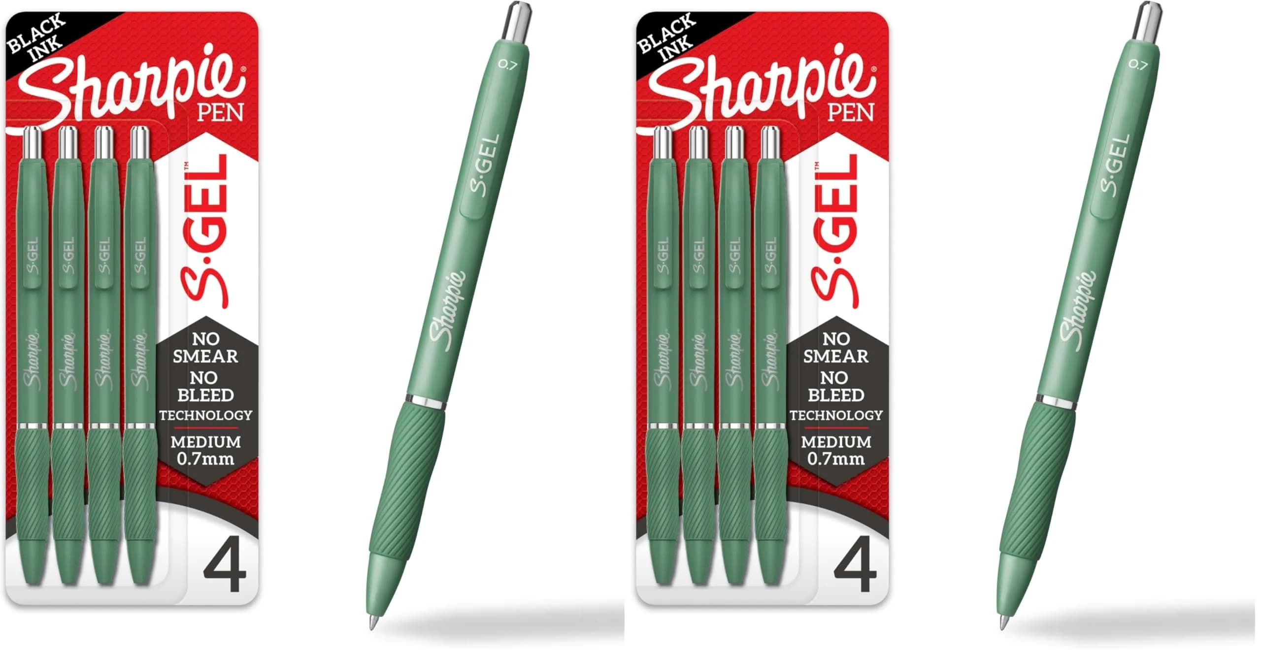 Sharpie S-Gel Gel Pens Medium Point Black Ink 0.7mm Green Barrel 8 Pens Total | Smooth Writing Gel Pens - main product image