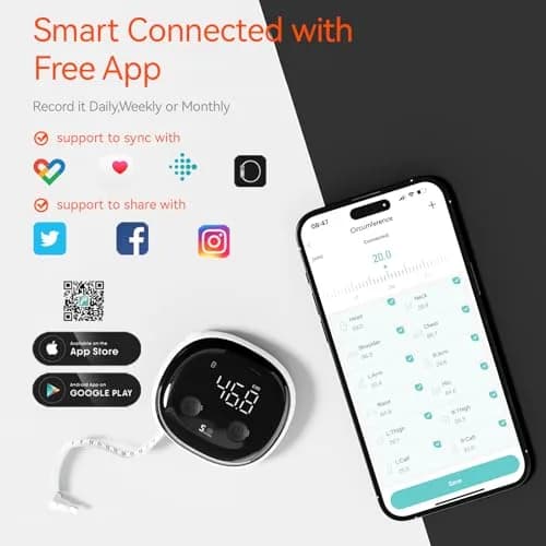 HAIZHIHUI Body Tape Measure, Bluetooth Digital with LED, Type-C | Accurate Smart Body Measurement Tool thumbnail 7