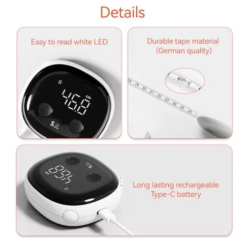 HAIZHIHUI Body Tape Measure, Bluetooth Digital with LED, Type-C | Accurate Smart Body Measurement Tool thumbnail 3