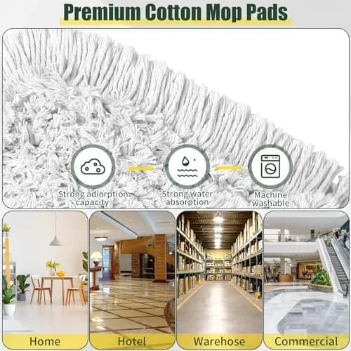 BUVE 24 Inch Commercial Dust Mop Heavy Duty | 60 Extendable Handle & 2 Cotton Heads thumbnail 5
