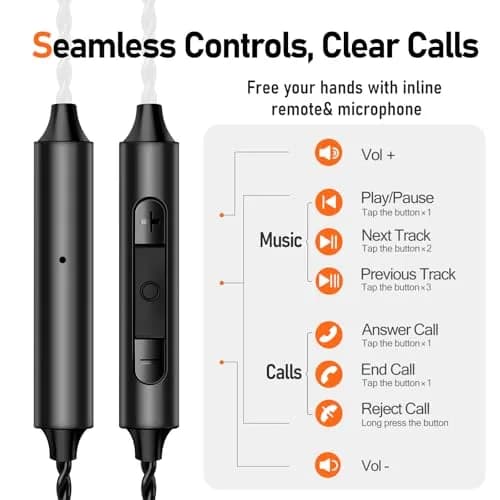 Audiovance HiFi MMCX Cable with Mic 163cm (63") | Lossless Audio & Clear Calls for IEMs thumbnail 8