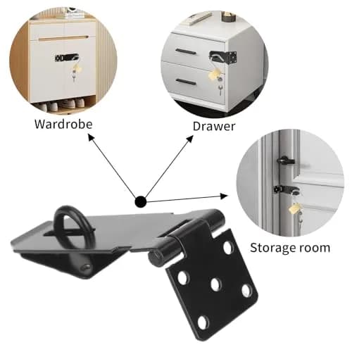 HOWDIA 180 Degree Hasp Lock Latch with Lock | 4 Inch Stainless Steel Security Door Clasp for Shed & Gate thumbnail 5