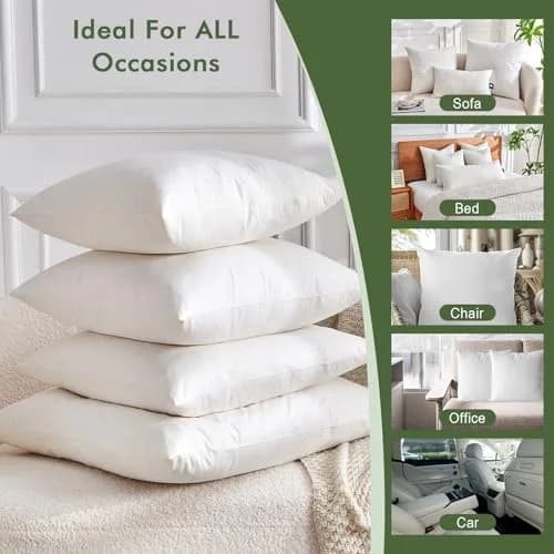 TOPGREEN 24x24 Inch Down Pillow Inserts Pack of 2 | Soft Lofty Feather & Foam Core thumbnail 8