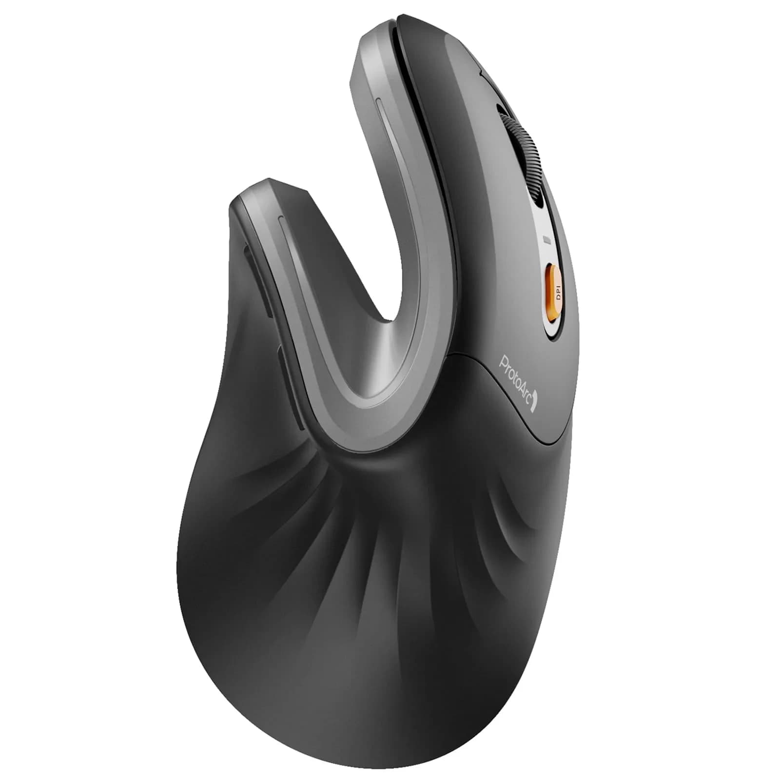 ProtoArc EM11 NL Wireless Ergonomic Mouse, Rechargeable Vertical Mouse, 13.8cm (5.43in) Length | Connect 3 Devices via Bluetooth 5.0 & 2.4G USB-A — Gray
