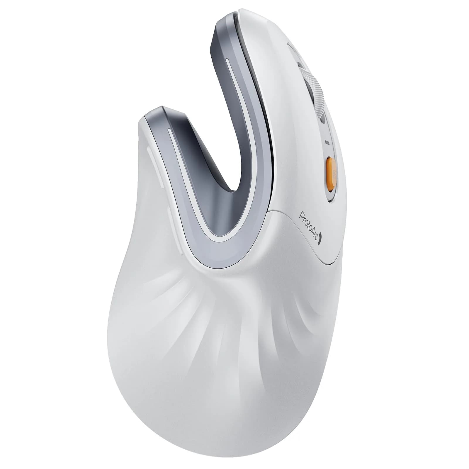 ProtoArc EM11 NL Wireless Ergonomic Mouse, Rechargeable Vertical Mouse, 13.8cm (5.43in) Length | Connect 3 Devices via Bluetooth 5.0 & 2.4G USB-A — White